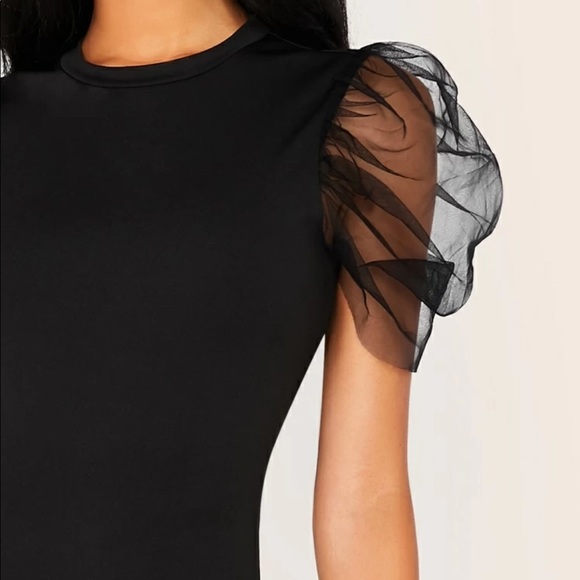 Black mesh sleeve bodysuit - Picture 4 of 5